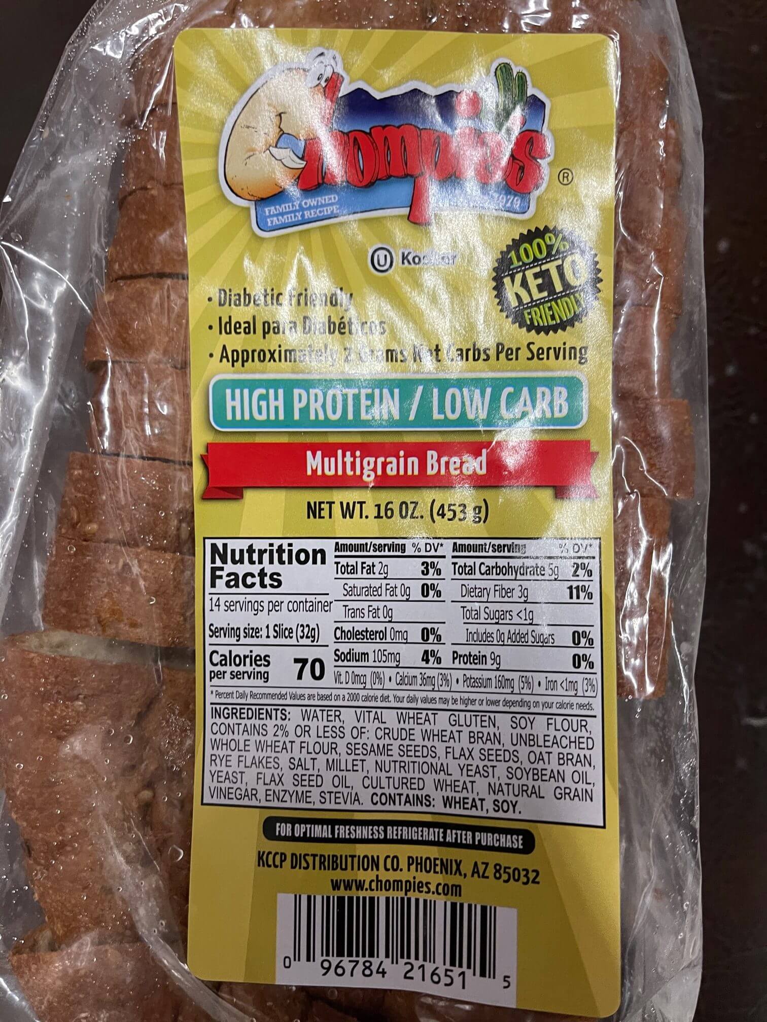 Chompies Bakery Low Carb Bread