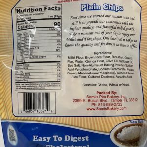 Sami's Bakery Low Carb Plain Millet and Flax Pita Chips