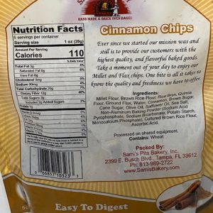 Sami's Bakery Low Carb Millet and Flax Cinnamon Pita chips