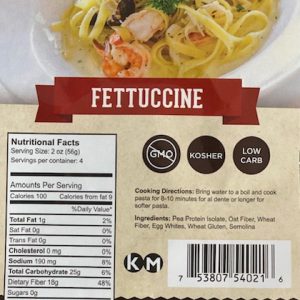 Great Low Carb Pasta Fettuccine 14 Bags Case