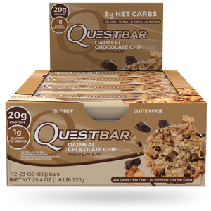 Quest Oatmeal Chocolate Chip Protein Bar Box of 12