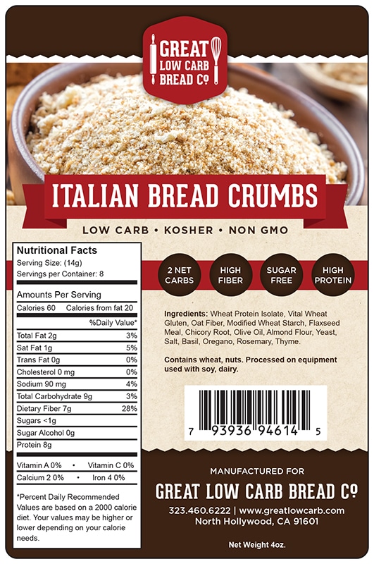 Great Low Carb Italian Bread Crumbs 4 Pack