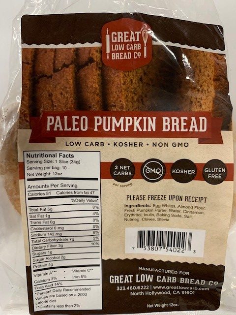 Great Low Carb Bread Company sliced Paleo Bread