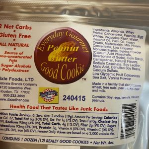 Dixie Diners Low Carb Peanut Butter Cookies 12 Pack