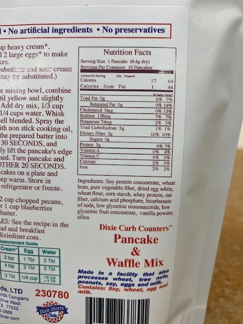 Dixie Diners Low Carb Pancake and Waffle Mix
