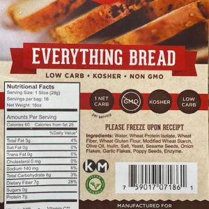 Great Low Carb Everything Bread 6 loaves(Saves $1.00 per loaf!)