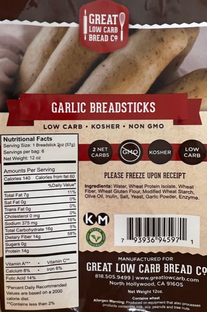 Garlic Bread sticks label fact