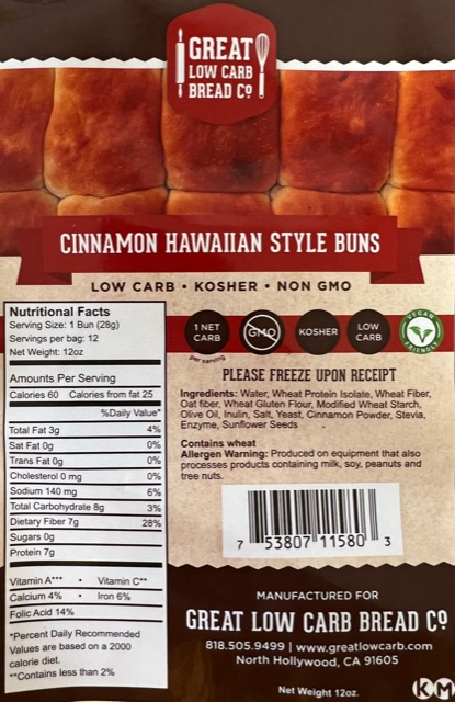 Great Low Carb Cinnamon Hawaiian Style Buns