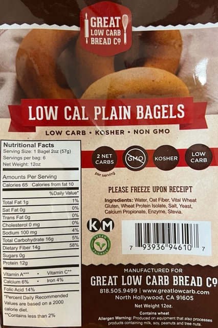 Great Low Carb 65 Calorie Plain Bagels