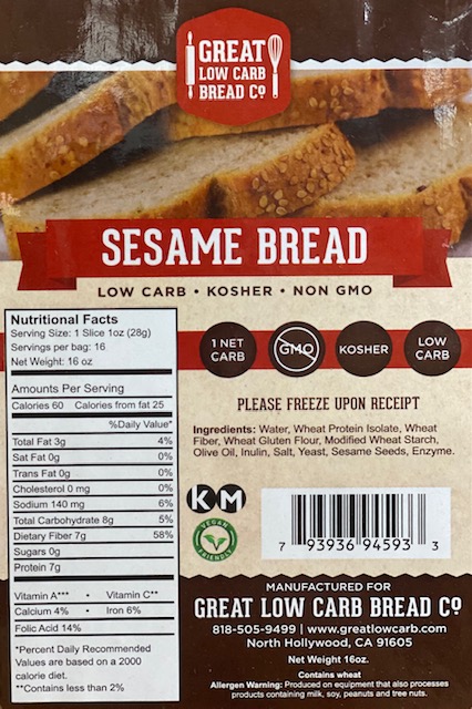 Great Low Carb Sesame Bread